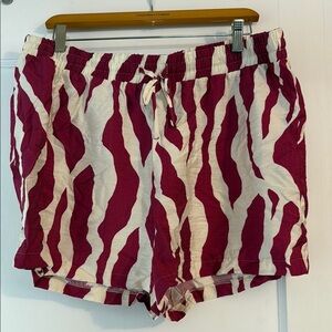 Primark Red and White Cargo Shorts with Striped Design